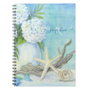 Seashell Starfish Beach Blue White Zee Shore Notitieboek