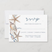 Seashell Starfish Beach Wedding Meal Choice RSVP Kaartje (Voorkant)