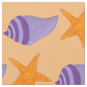Seashell Starfish Oranje Paars Beach Conch Shell Stof (Close Up)