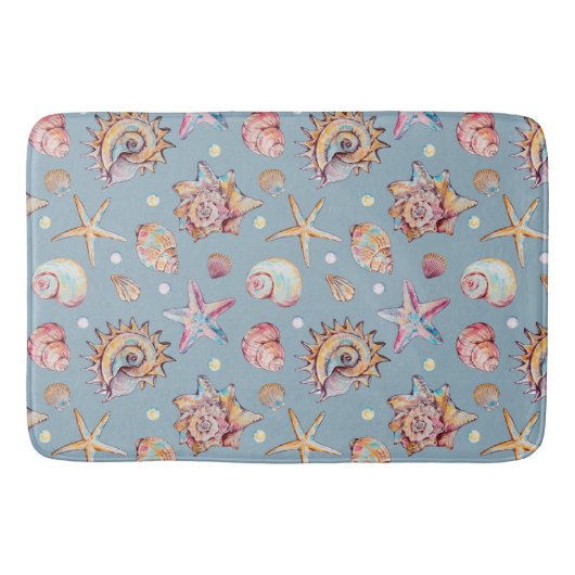 Seashell & Starfish Patroon strand vibes Badmat (Voorkant)