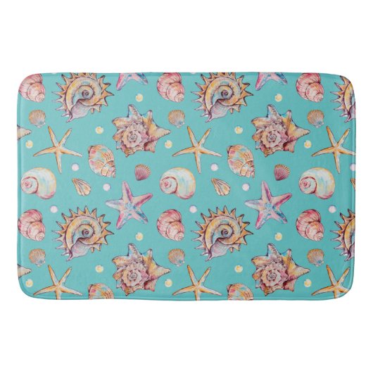 Seashell & Starfish Patroon strand vibes Badmat (Voorkant)