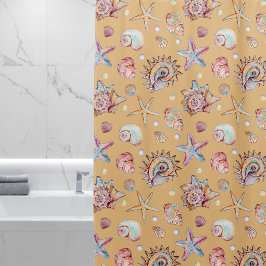 Seashell & Starfish Patroon strand vibes Douchegordijn