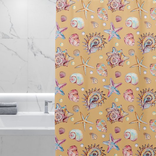 Seashell & Starfish Patroon strand vibes Douchegordijn