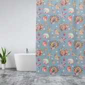 Seashell & Starfish Patroon strand vibes Douchegordijn