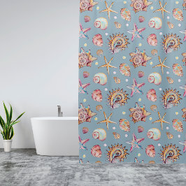 Seashell & Starfish Patroon strand vibes Douchegordijn