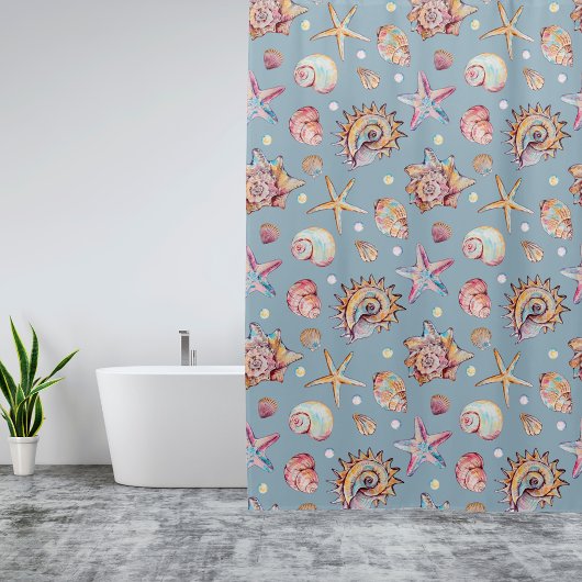Seashell & Starfish Patroon strand vibes Douchegordijn