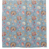 Seashell & Starfish Patroon strand vibes Douchegordijn (Voorkant)