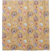 Seashell & Starfish Patroon strand vibes Douchegordijn (Voorkant)