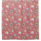 Seashell & Starfish Patroon strand vibes Douchegordijn (Voorkant)