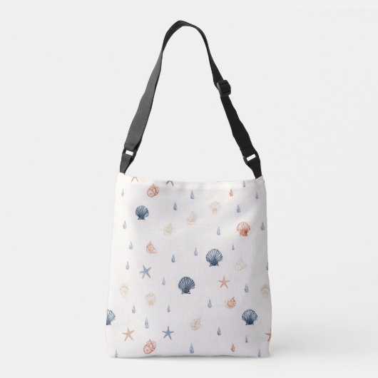 Seashell Starfish Seamless Pattern Crossbody Tas (Achterkant)