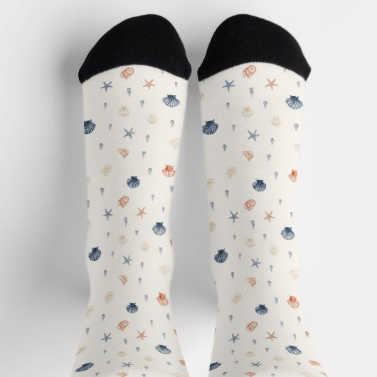 Seashell Starfish Seamless Pattern Sokken (Top)