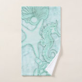 Seashell Starfish Turtle Waterverf Aqua ID751 Bad Handdoek (Handdoek)