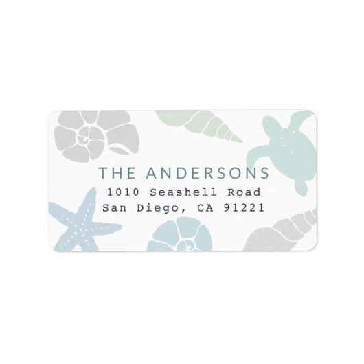 Seashell Starfish Zee Turtle Address Label (Voorkant)