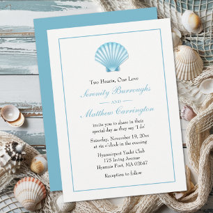Seashell Strand Blauw Turquoise Nautische bruiloft Kaart