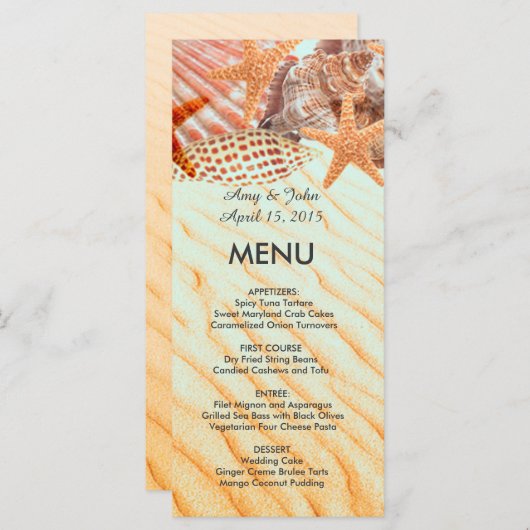 Seashell strand bruiloft menu seashell5 (Voorkant / Achterkant)