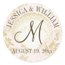 Seashell  Strand Bruiloft Monogram Roze