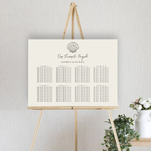 Seashell Strand Oceaan Bruiloft 8 Tafel Zitkaarten Poster