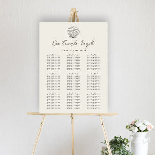 Seashell Strand Oceaan Bruiloft 9 Tafel Zitkaarten Poster