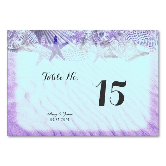 Seashell strand trouwtafel nummers seashell1 kaart (Voorkant)