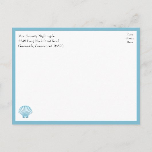 Seashell Summer Beach Wedding Save the Date Uitnodiging Briefkaart (Achterkant)