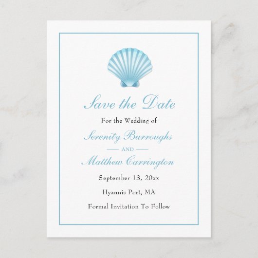 Seashell Summer Beach Wedding Save the Date Uitnodiging Briefkaart (Voorkant)