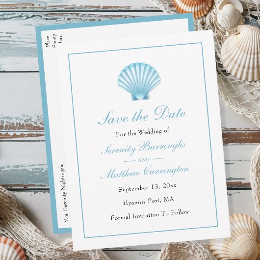 Seashell Summer Beach Wedding Save the Date Uitnodiging Briefkaart