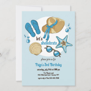 Seashell Summer Invitation Kaart