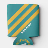 Seashell Sunrise Stripes met naam Blikjeskoeler (Achterkant)