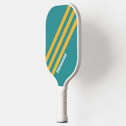 Seashell Sunrise Stripes met naam Pickleball Paddle (Links)