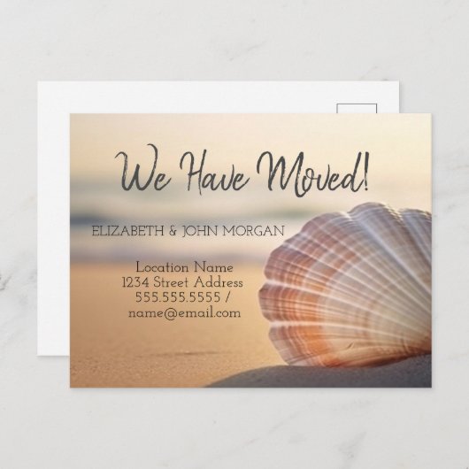 Seashell Sunset Beach Bewegende Aankondiging (Voorkant / Achterkant)