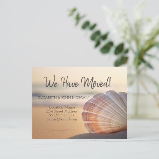 Seashell Sunset Beach Bewegende Aankondiging (Staand voorkant)