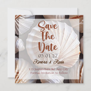 Seashell Theme gepersonaliseerd Save the Date Kaar