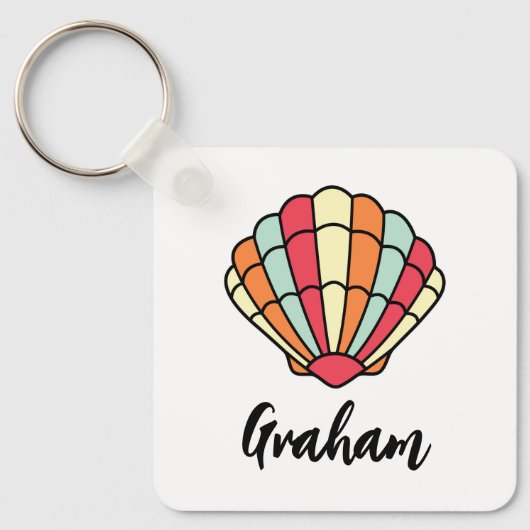 Seashell Theme Sleutelhanger Beach gepersonaliseer (Voorkant)