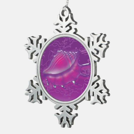 Seashell Tin Sneeuwvlok Ornament (Rechts)