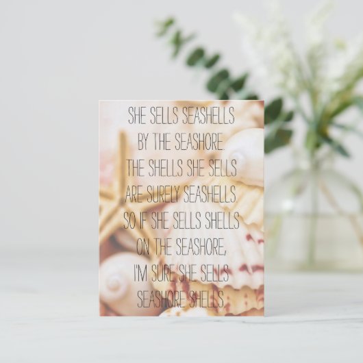 Seashell Tongue Twister Verticaal Briefkaart (Staand voorkant)