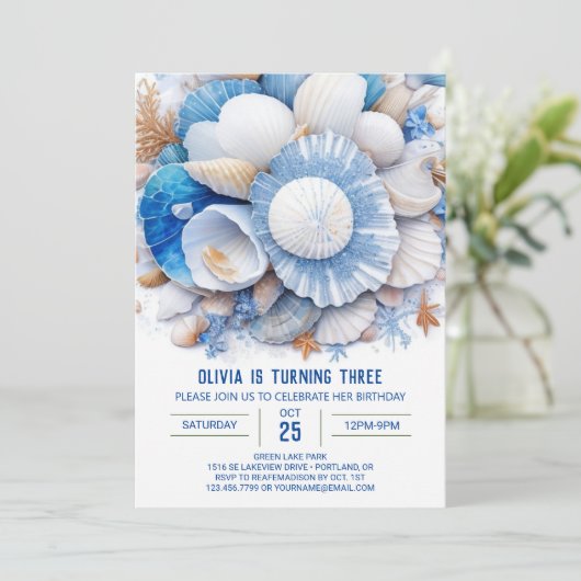 Seashell Treasures jongen verjaardag Kaart (Staand voorkant)