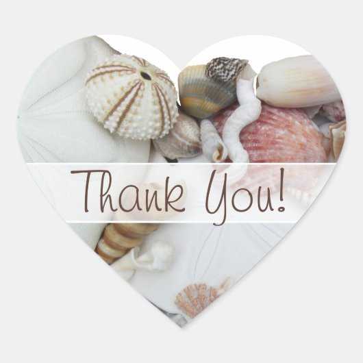 Seashell Treasures "Thank You" Heart Favoriet Labe Hart Sticker (Voorkant)