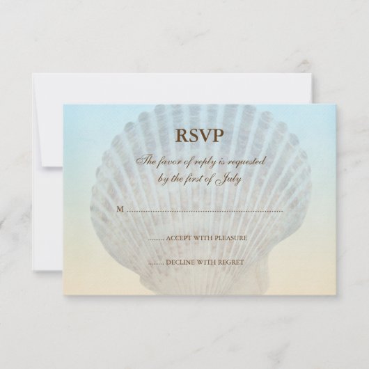 Seashell Tropical Beach Weddenrenkaart RSVP Kaartje (Voorkant)