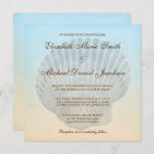 Seashell Tropical Beach Wedding Invitations Kaart (Voorkant / Achterkant)