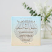 Seashell Tropical Beach Wedding Invitations Kaart (Staand voorkant)