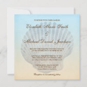 Seashell Tropical Beach Wedding Invitations Kaart (Voorkant)