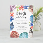 Seashell Tropical Flower Verloving Beach Kaart (Staand voorkant)