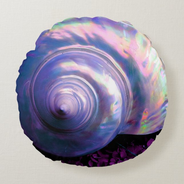 Seashell tropische opalescente moeder van parelhoe rond kussen (Voorkant)