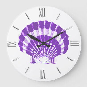 Seashell - violet en wit grote klok