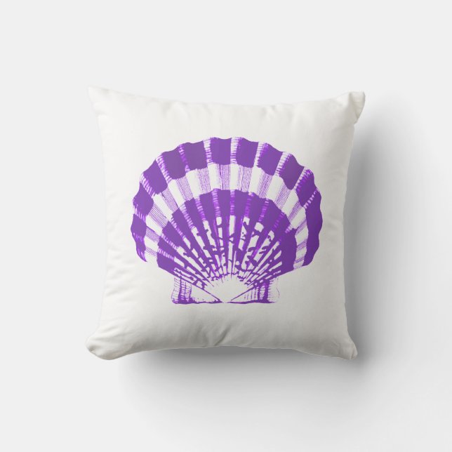 Seashell - violet en wit kussen (Voorkant)