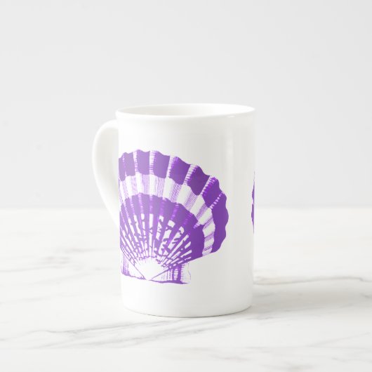 Seashell - violet en wit porselein kop (Links)