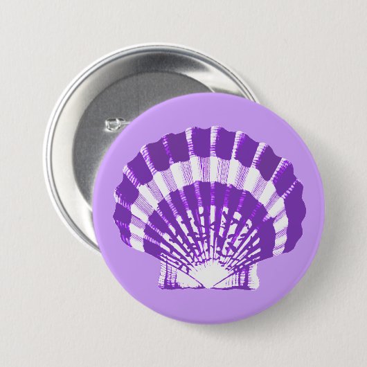 Seashell - violet en wit ronde button 7,6 cm (Voorkant /achterkant)