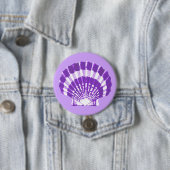 Seashell - violet en wit ronde button 7,6 cm (In situ)