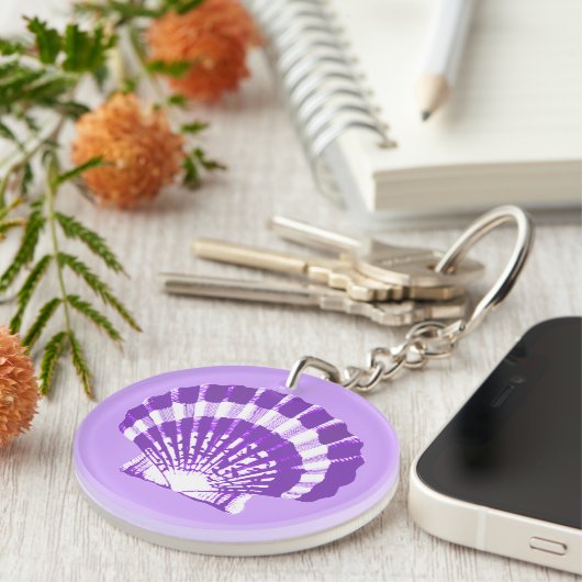 Seashell - violet en wit sleutelhanger (Voorkant Rechts)