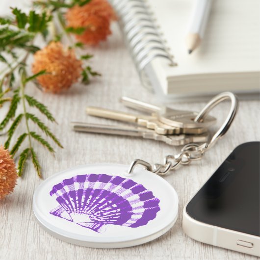 Seashell - violet en wit sleutelhanger (Voorkant Rechts)